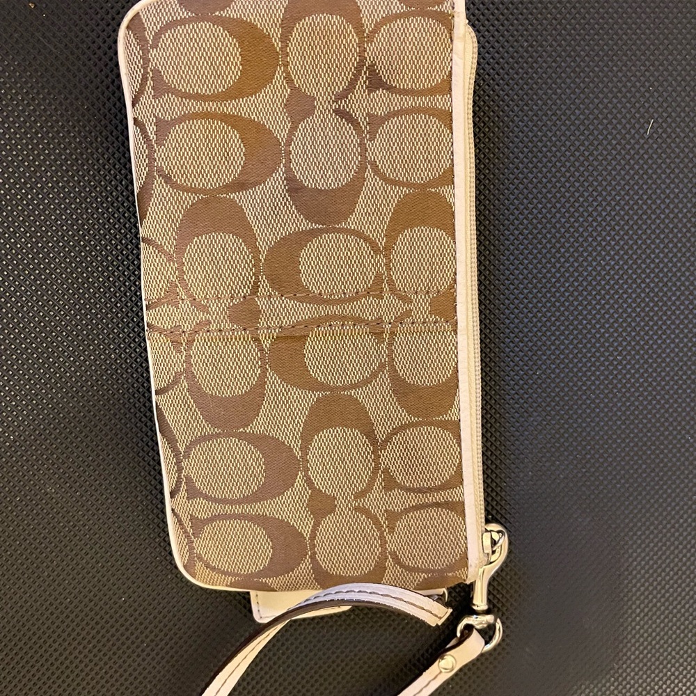 Coach Signature Wristlet In Brown/Tan/Cream - image 2